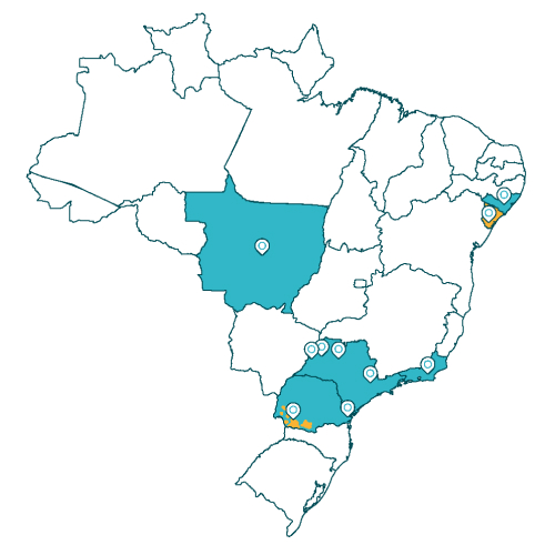 Mapa com as operações em que a Igua Saneamento atua